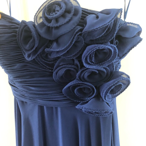 Prom dress, blue with ruffles flowers - Picture 2 of 4